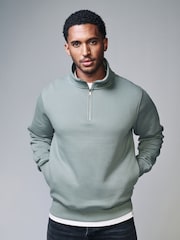 Blue Jersey Cotton Rich Quarter Zip Sweatshirt - Image 1 of 7