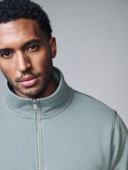Blue Jersey Cotton Rich Quarter Zip Sweatshirt - Image 4 of 7
