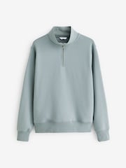 Blue Jersey Cotton Rich Quarter Zip Sweatshirt - Image 5 of 7