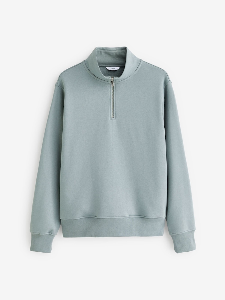 Blue Jersey Cotton Rich Quarter Zip Sweatshirt - Image 5 of 7