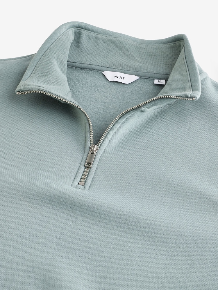 Blue Jersey Cotton Rich Quarter Zip Sweatshirt - Image 6 of 7