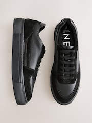 Black Forever Comfort® Leather Chunky Panel Detail Lace Up Trainers - Image 1 of 5