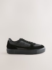 Black Forever Comfort® Leather Chunky Panel Detail Lace Up Trainers - Image 3 of 5