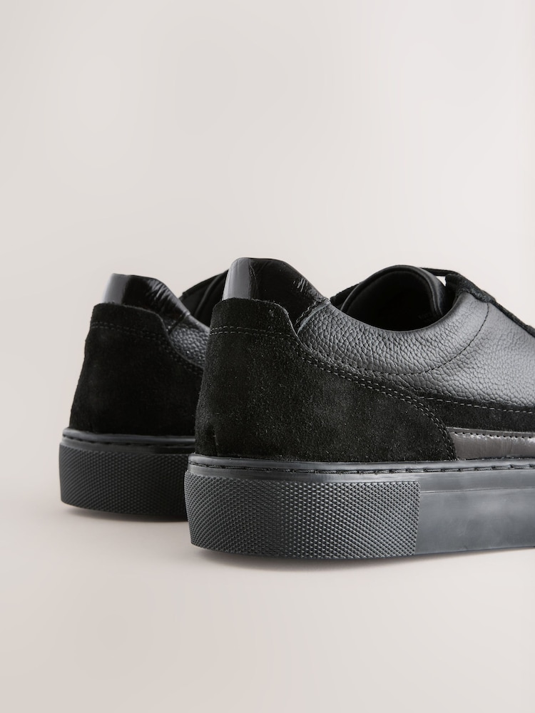 Black Forever Comfort® Leather Chunky Panel Detail Lace Up Trainers - Image 5 of 5