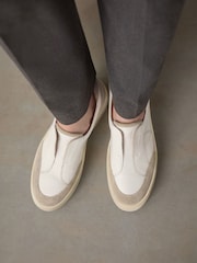 White Slip On Signature Forever Comfort® Leather Chunky Wedge Platform Trainers - Image 4 of 9
