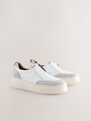 White Slip On Signature Forever Comfort® Leather Chunky Wedge Platform Trainers - Image 7 of 9