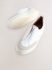 White Slip On Signature Forever Comfort® Leather Chunky Wedge Platform Trainers - Image 8 of 9