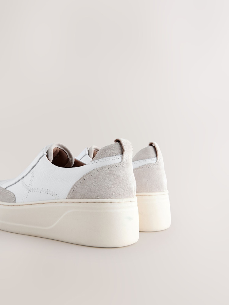 White Slip On Signature Forever Comfort® Leather Chunky Wedge Platform Trainers - Image 9 of 9