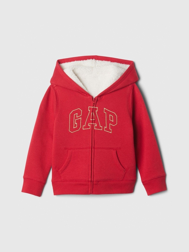 Gap Red Logo Sherpa-Lined Zip Hoodie (6mths-5yrs) - Image 1 of 3