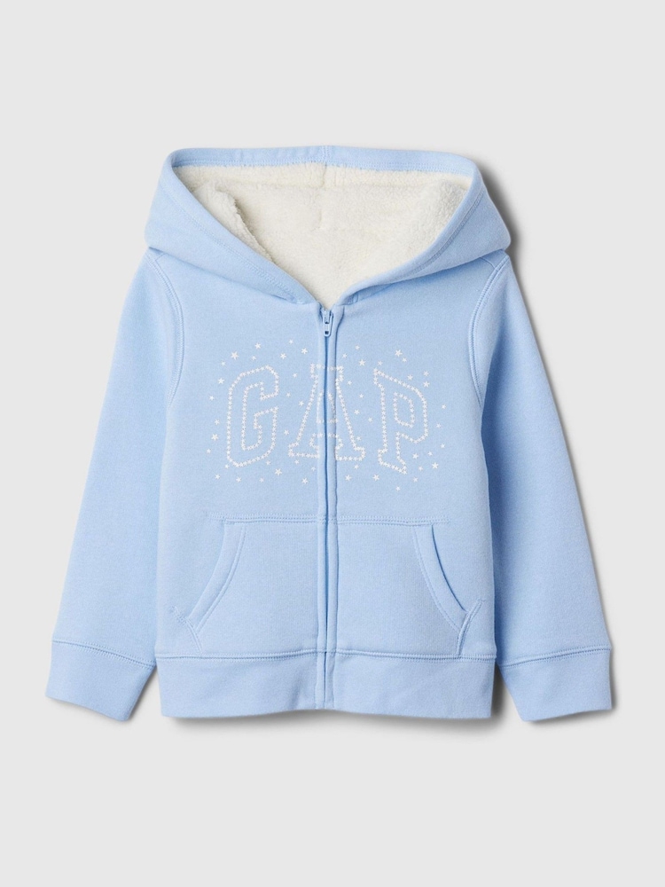 Gap Blue Logo Sherpa-Lined Zip Hoodie (6mths-5yrs) - Image 1 of 2