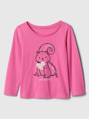 Gap Pink Long Sleeve Logo Graphic T-Shirt (6mths-5yrs) - Image 1 of 3