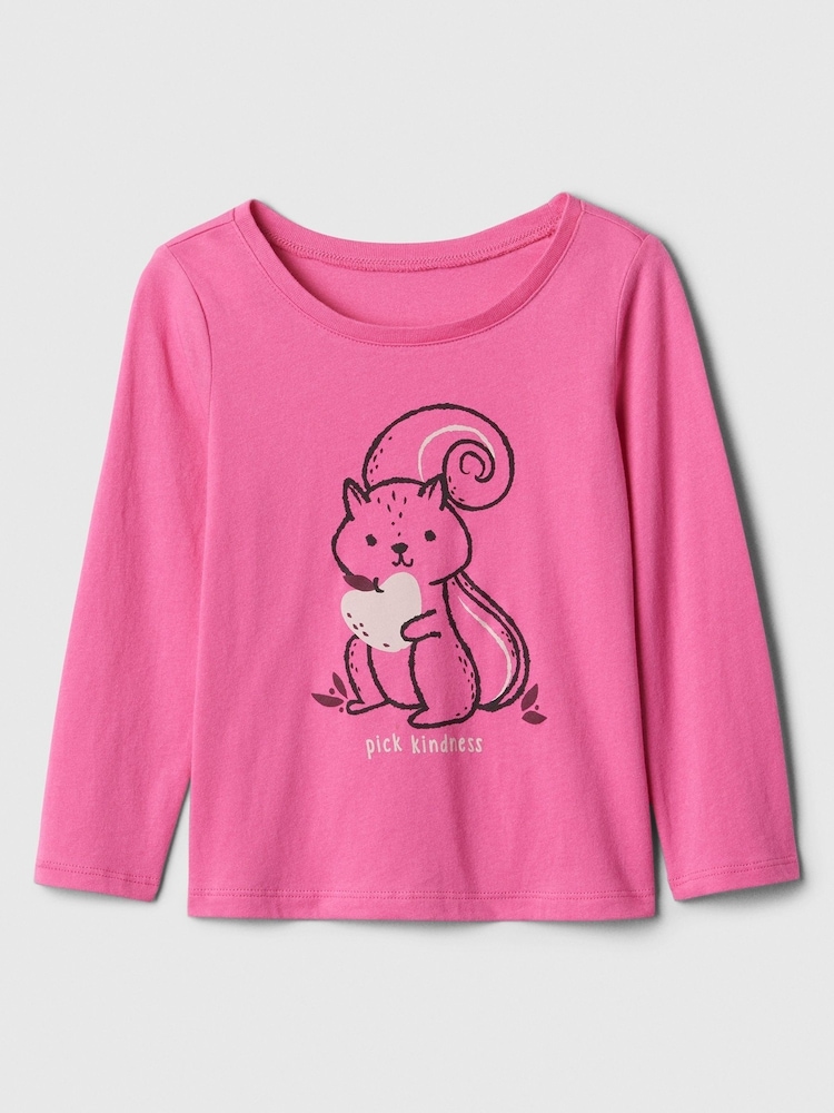 Gap Pink Long Sleeve Logo Graphic T-Shirt (6mths-5yrs) - Image 1 of 3