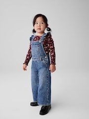 Gap Blue Wide-Leg Square Neck Flutter Sleeve Dungarees (6mths-5yrs) - Image 1 of 4