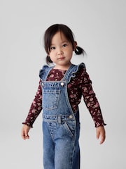 Gap Blue Wide-Leg Square Neck Flutter Sleeve Dungarees (6mths-5yrs) - Image 2 of 4