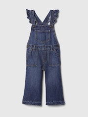 Gap Blue Wide-Leg Square Neck Flutter Sleeve Dungarees (6mths-5yrs) - Image 3 of 4