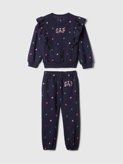 Gap Navy/Blue Heart Vintage Soft Ruffle Logo Jumper & Jogger Set (6mths-5yrs) - Image 1 of 2