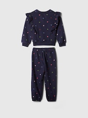 Gap Navy/Blue Heart Vintage Soft Ruffle Logo Jumper & Jogger Set (6mths-5yrs) - Image 2 of 2
