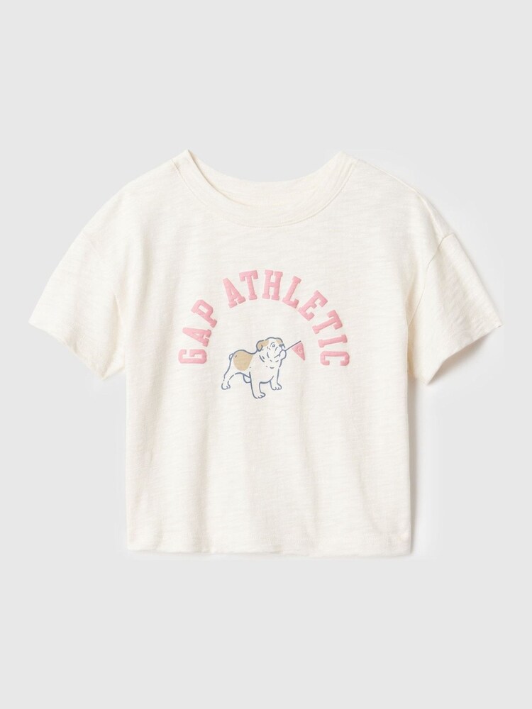 Gap White Athletic Logo Graphic Short Sleeve Crew Neck T-Shirt (6mths-5yrs) - Image 1 of 1