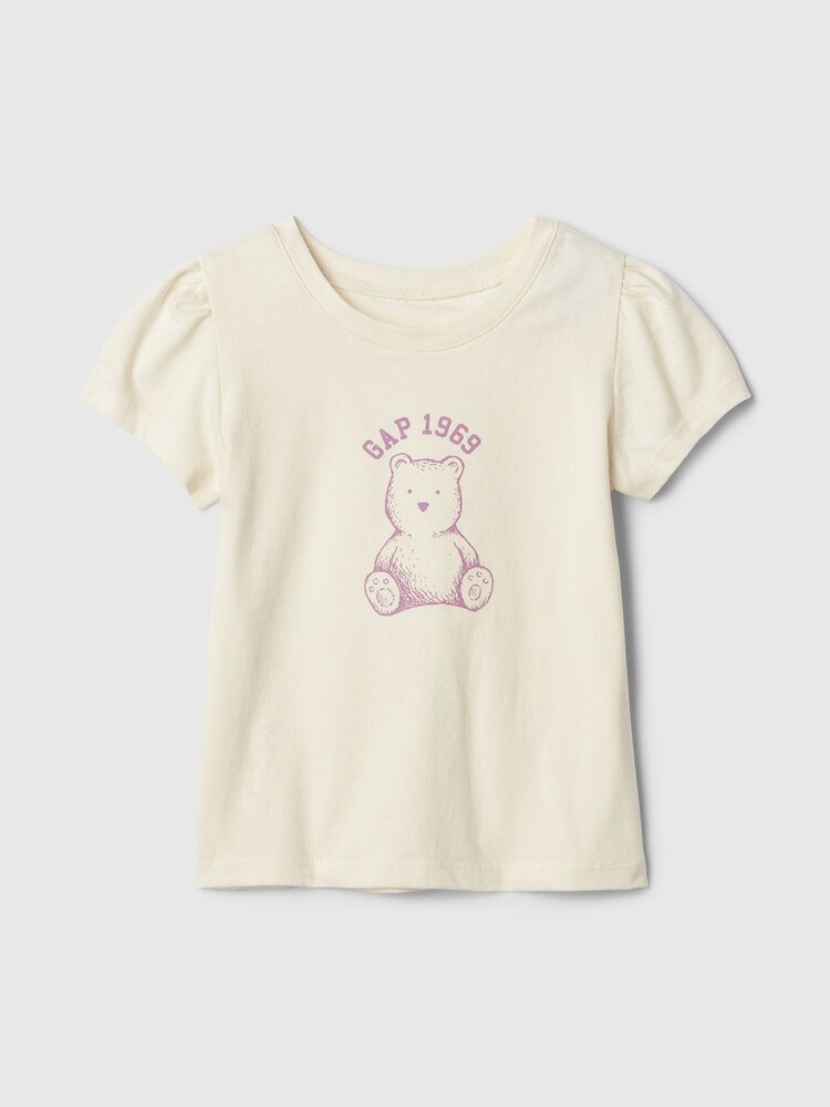 Gap Cream Brannan Bear Logo Short Sleeve Crew Neck T-Shirt (6mths-5yrs) - Image 1 of 2