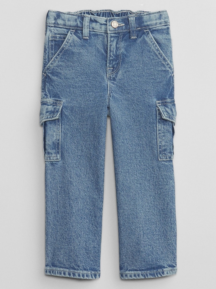 Gap Blue Wide Leg Cargo Jeans (6mths-5yrs) - Image 2 of 5 Gap Blue Wide Leg Cargo Jeans (6mths-5yrs) - Image 2 of 5