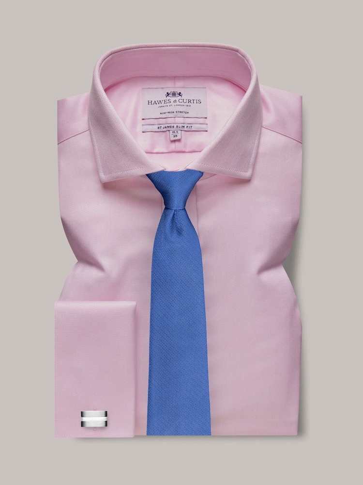 Hawes & Curtis Pink Herringbone 100% Cotton Shirt - Image 1 of 3 Hawes & Curtis Pink Herringbone 100% Cotton Shirt - Image 1 of 3