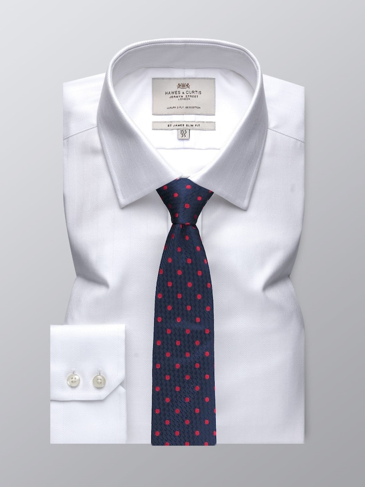 Hawes & Curtis Herringbone 100% Cotton White Shirt - Image 2 of 3