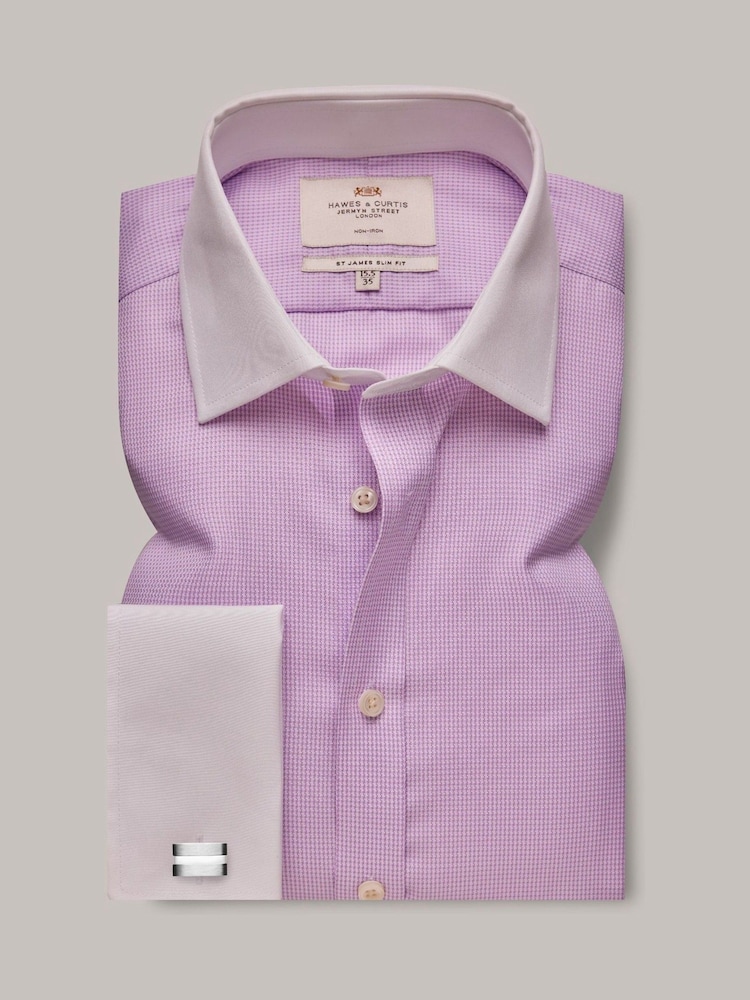 Hawes & Curtis Lilac Dogtooth 100% Cotton Shirt - Image 2 of 3