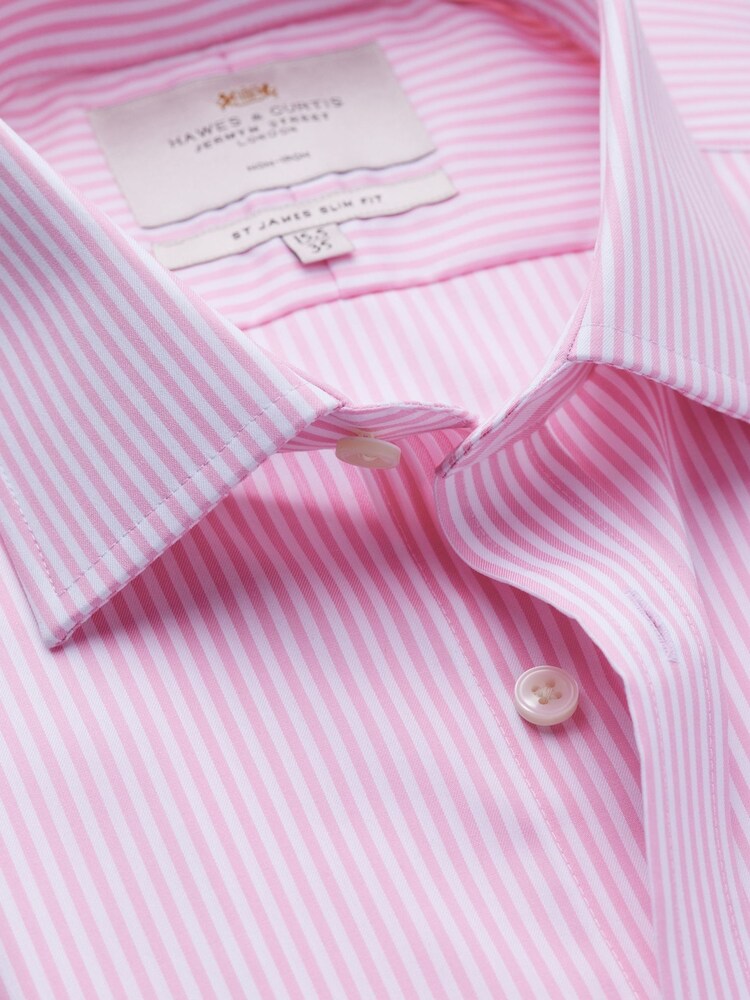 Hawes & Curtis Pink Bengal Stripe 100% Cotton Shirt - Image 3 of 3