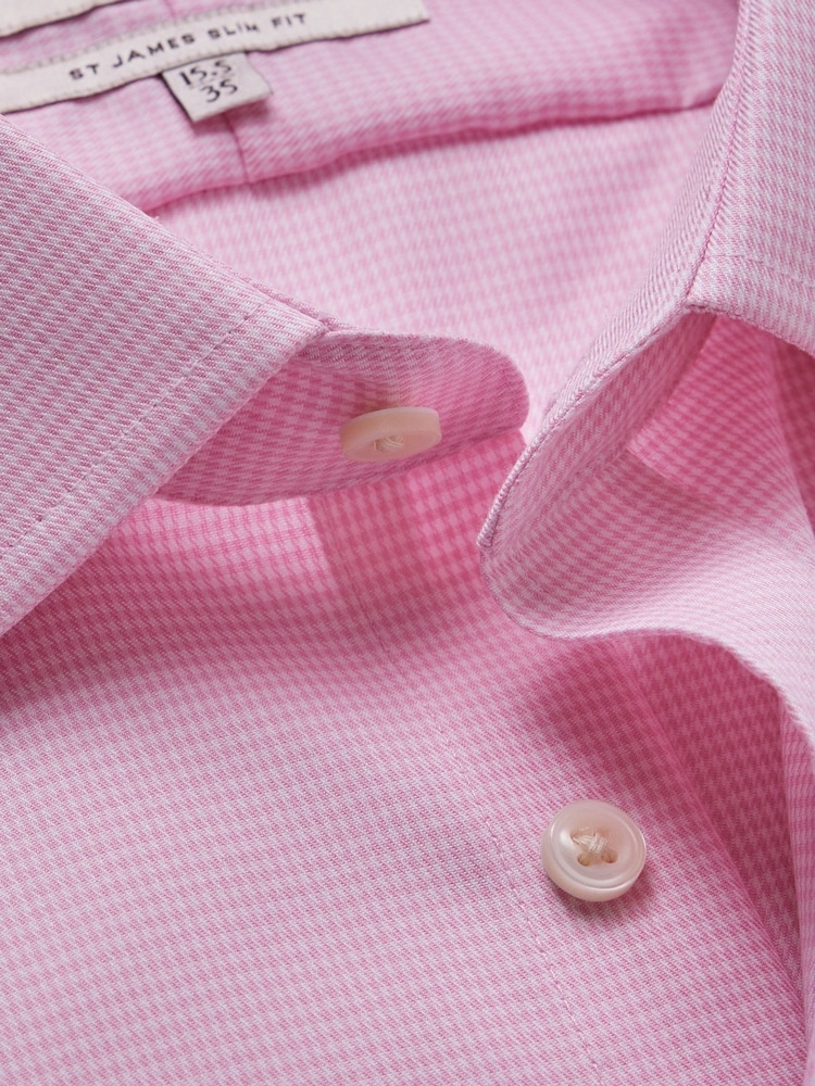 Hawes & Curtis Pink Dogstooth 100% Cotton Shirt - Image 3 of 3