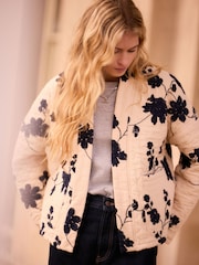 Ecru/Navy Quilted Embroided Jacket - Image 1 of 7