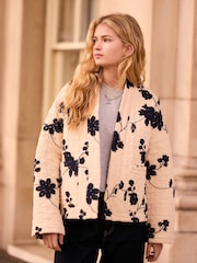 Ecru/Navy Quilted Embroided Jacket - Image 2 of 7
