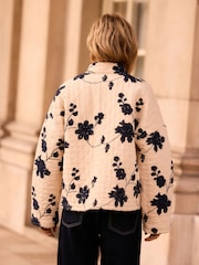 Ecru/Navy Quilted Embroided Jacket - Image 3 of 7