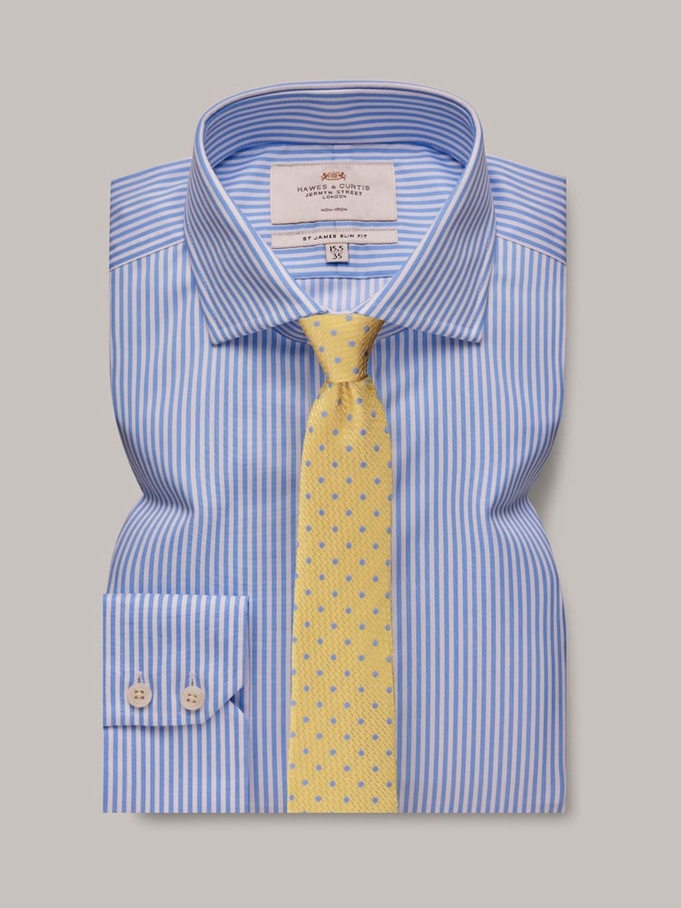 Hawes & Curtis Blue Bengal Stripe 100% Cotton Shirt - Image 1 of 3