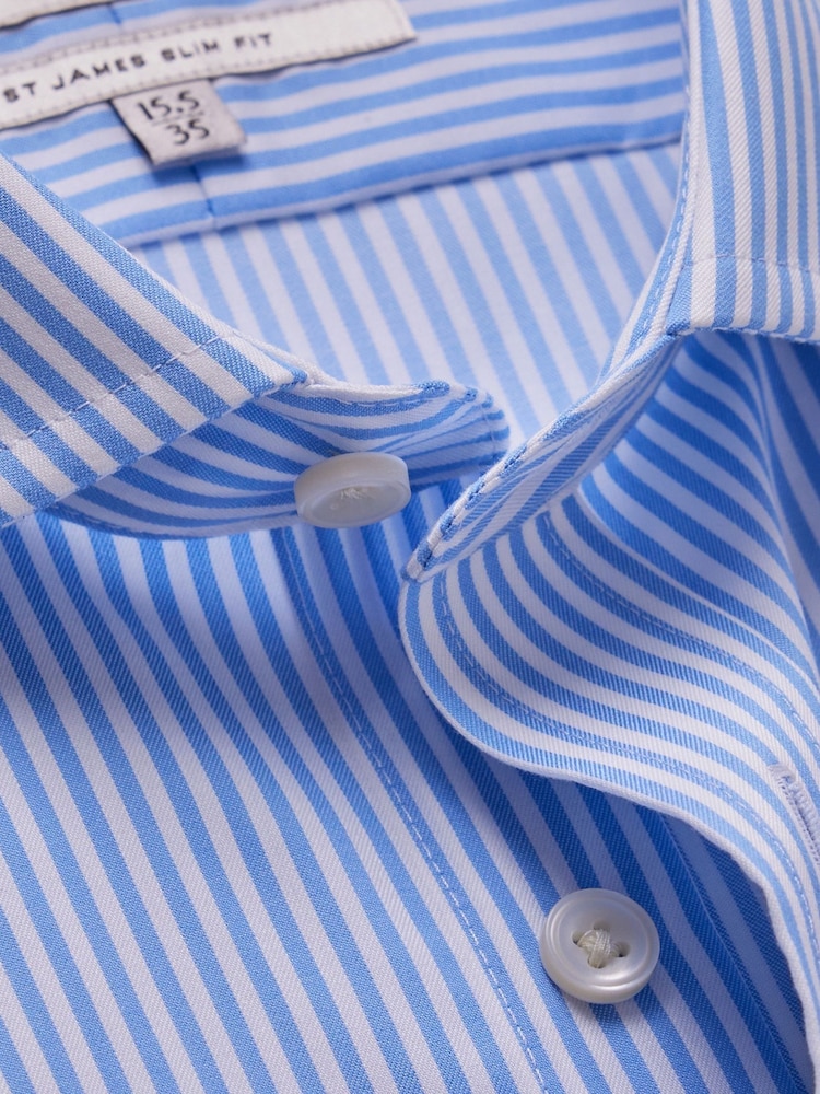 Hawes & Curtis Blue Bengal Stripe 100% Cotton Shirt - Image 3 of 3