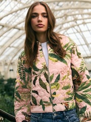 Pink Floral Kew Gardens Quilted Bomber Jacket - Image 1 of 8