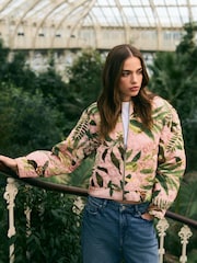 Pink Floral Kew Gardens Quilted Bomber Jacket - Image 3 of 8