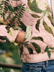 Pink Floral Kew Gardens Quilted Bomber Jacket - Image 5 of 8