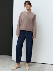 Grey Suedette Bomber Jacket - Image 2 of 8
