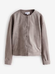 Grey Suedette Bomber Jacket - Image 6 of 8