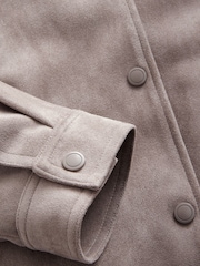 Grey Suedette Bomber Jacket - Image 7 of 8