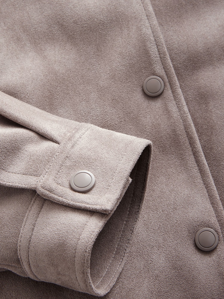 Grey Suedette Bomber Jacket - Image 7 of 8