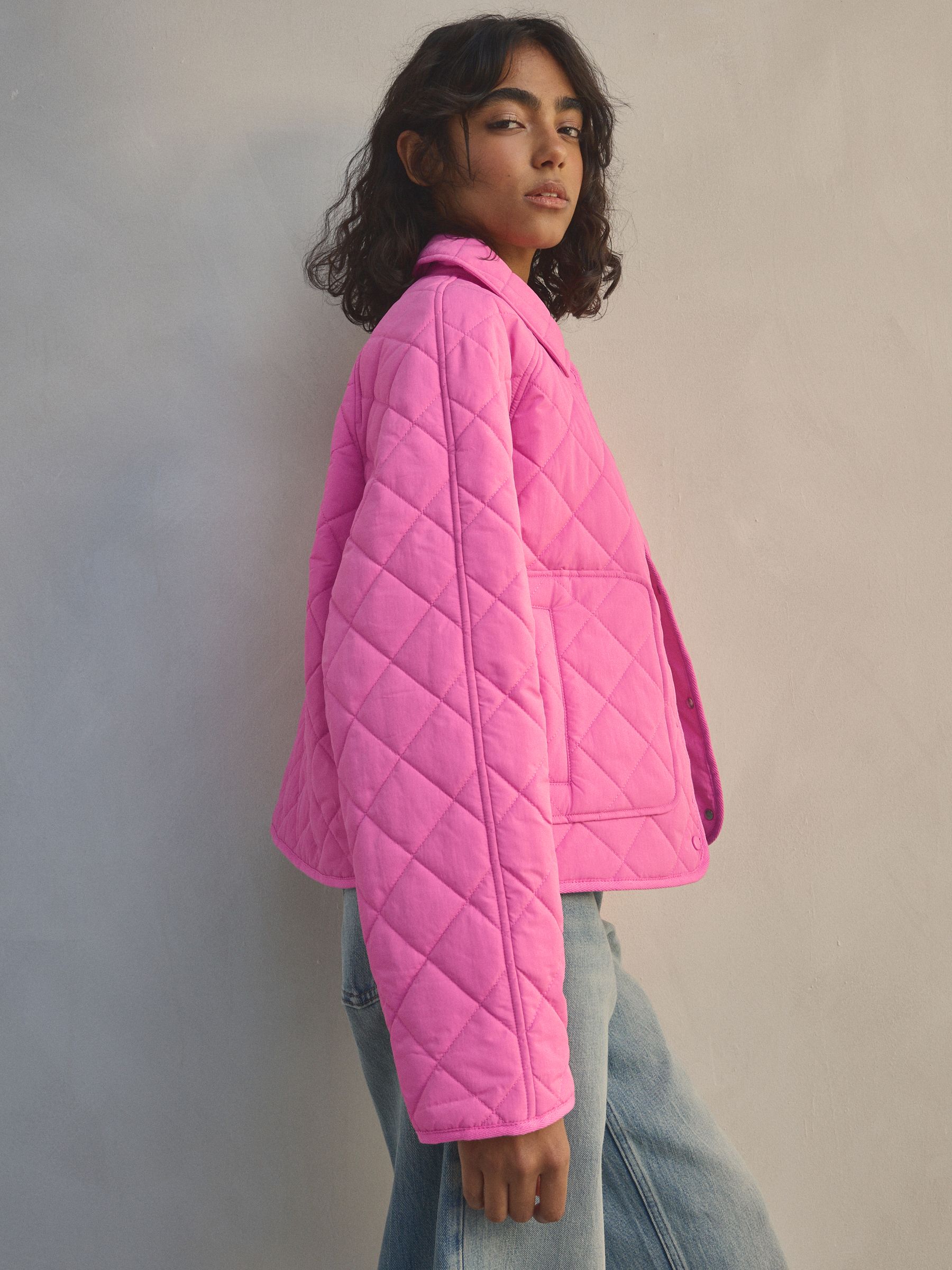 Buy Pink Short Quilted Collared Jacket from the Next UK