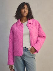 Pink Short Quilted Collared Jacket - Image 3 of 9