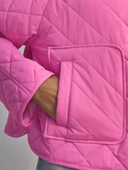 Pink Short Quilted Collared Jacket - Image 6 of 9