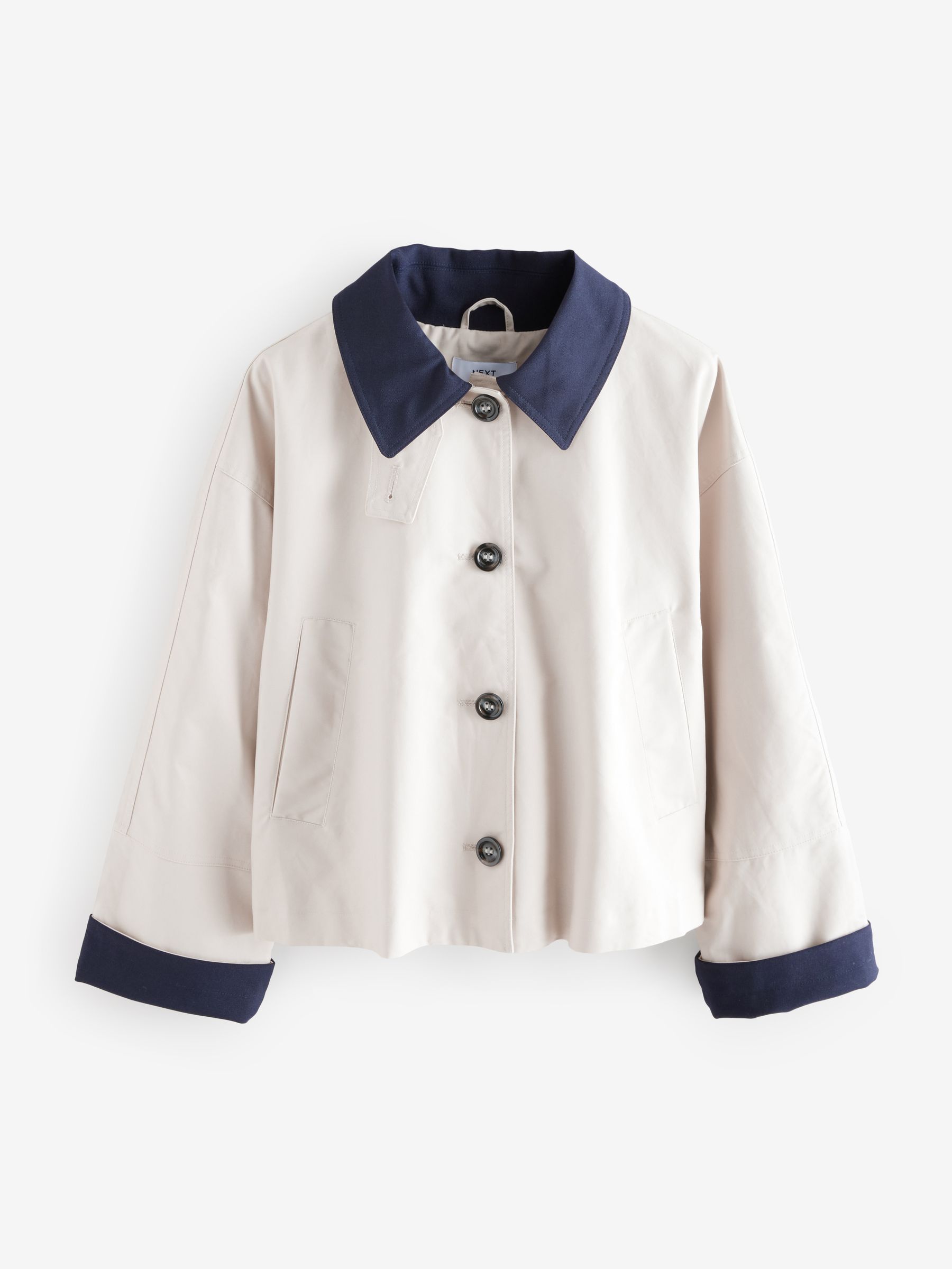 Buy Stone Contrast Collar Cropped Trench Coat from Next USA