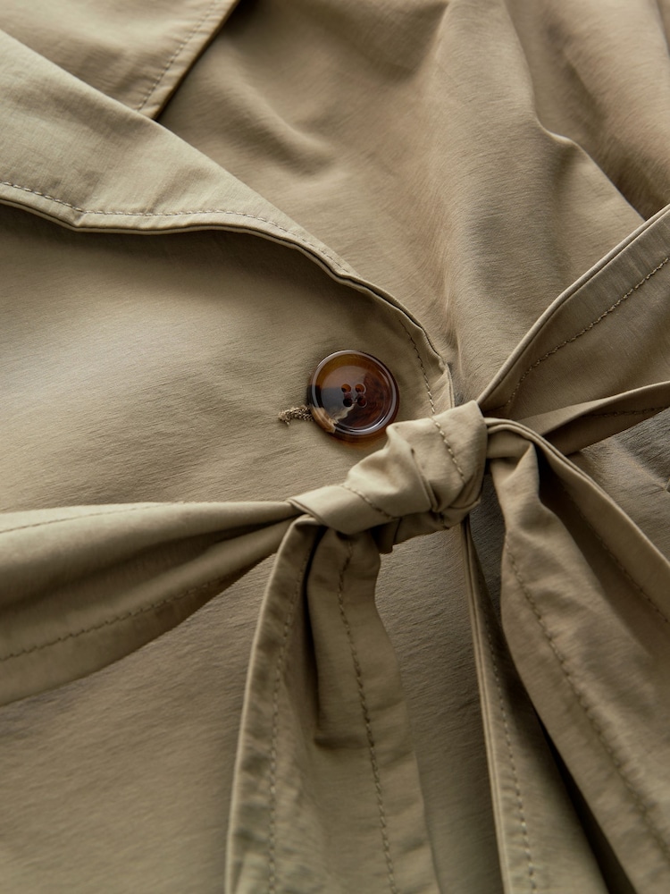 Khaki Green Shower Resistant Trench Coat - Image 7 of 8