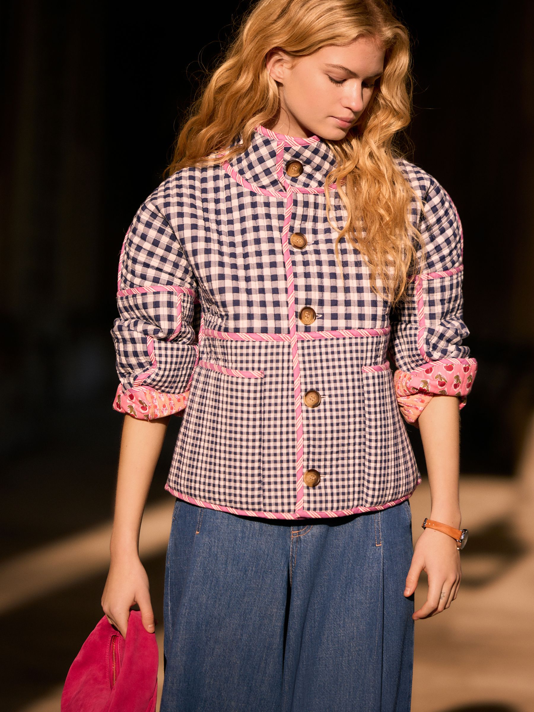Buy Floral Gingham Print Quilted Reversible Printed Jacket