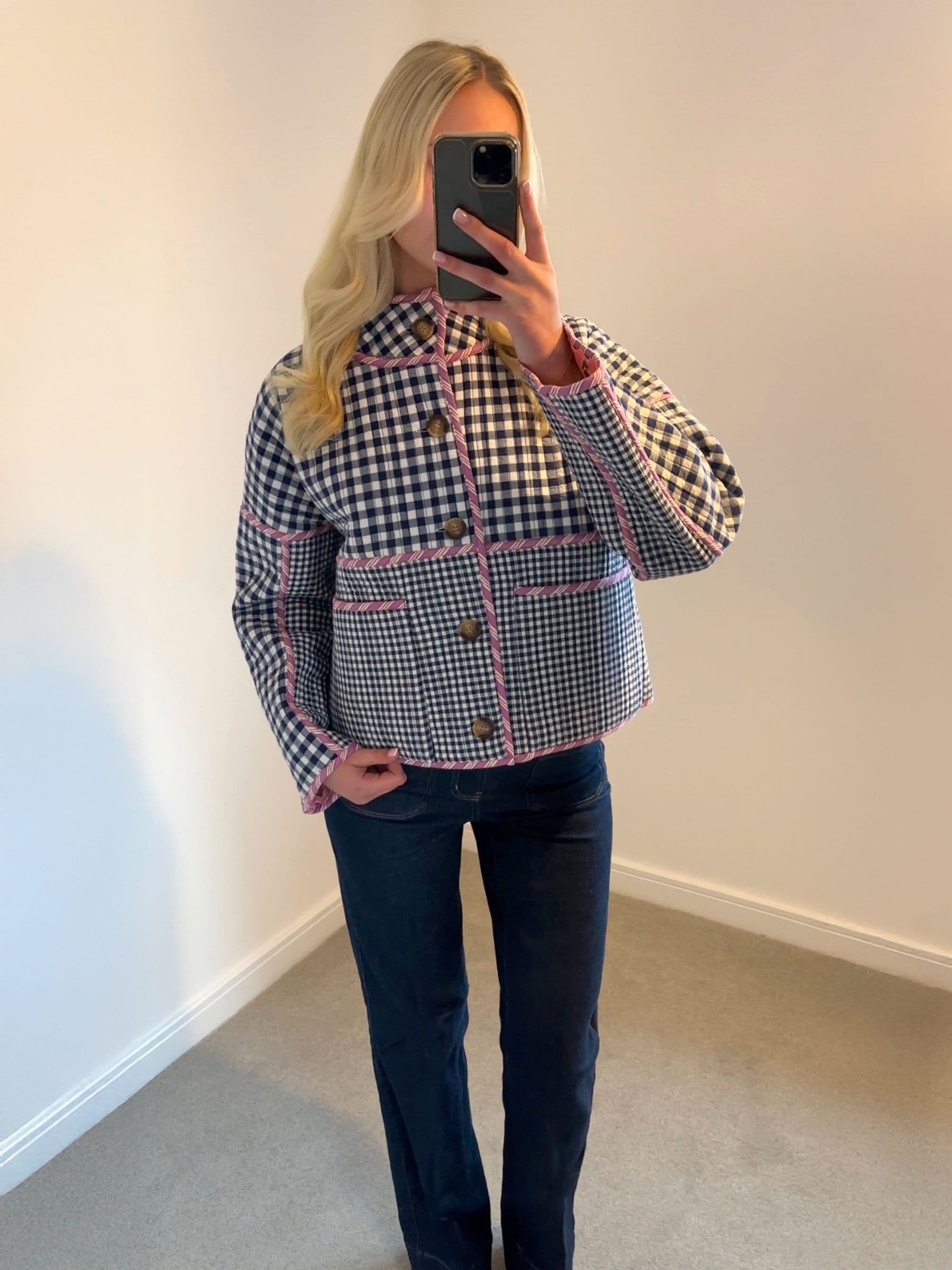 Buy Floral Gingham Print Quilted Reversible Printed Jacket