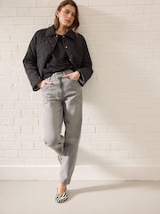 Black Short Quilted Collared Jacket - Image 3 of 8