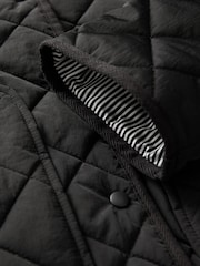 Black Short Quilted Collared Jacket - Image 7 of 8